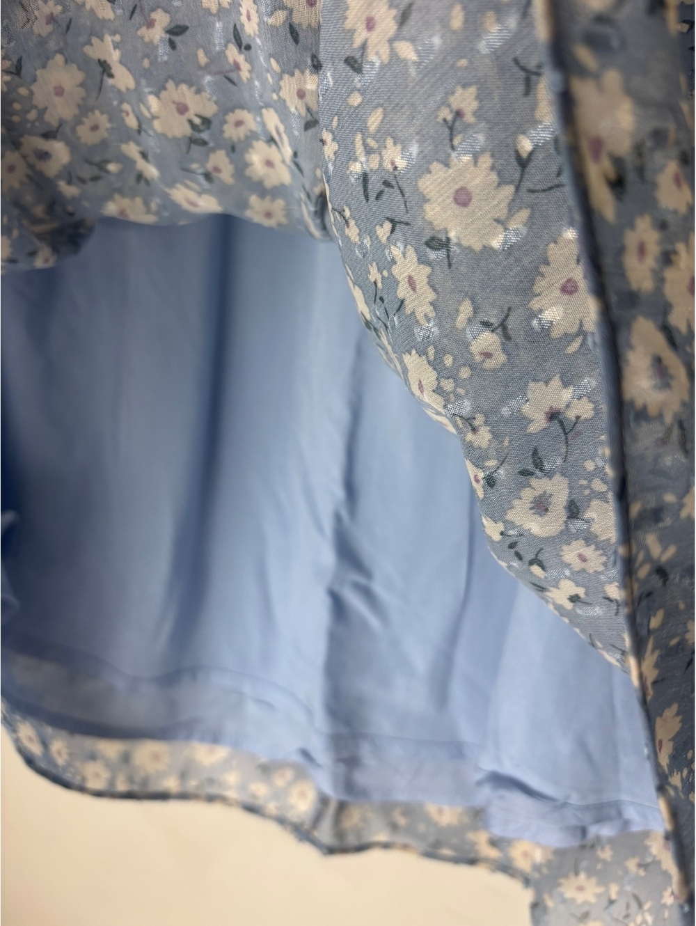 Hem & Thread NWT Small Blue Floral Crochet Lace Boho Peasant Blouse - Picture 5 of 8